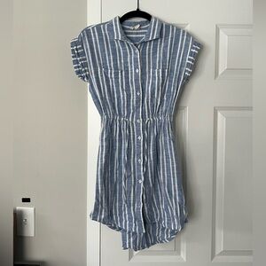 Blue and white striped dress